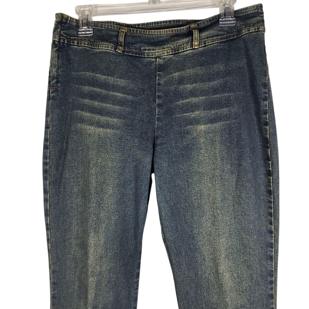 VTG YMI UBU Jeans 32x32 (JR 13) Split Hem Flare Leg Jeans Y2K Pocketless Stretch - Picture 2 of 11